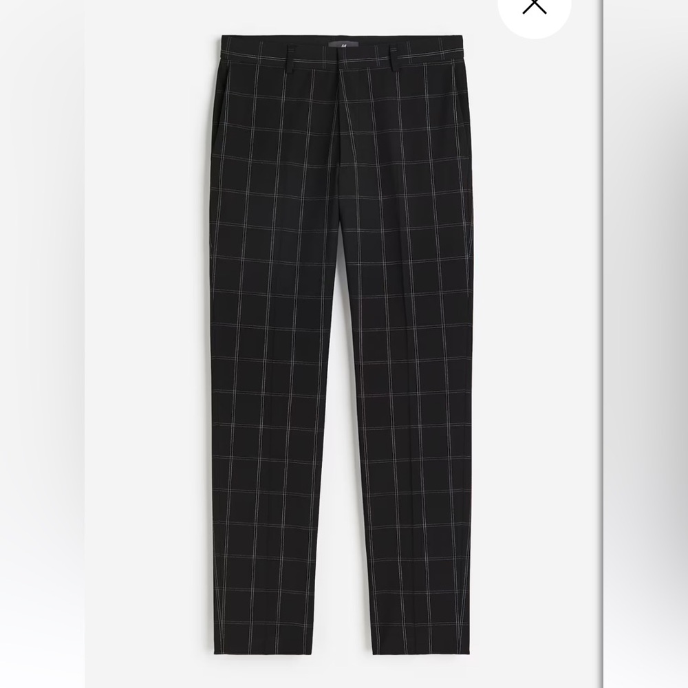 H&M Black Slim Fit Window Pane Pants